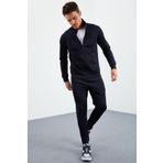 Tommy Life 85160 Lacivert Dik Yaka Fermuarlı Standart Kalıp Manşetli Erkek Eşofman Takım