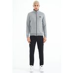 Tommy Life 85178 Gri Melanj - Siyah Dik Yaka Fermuarlı Gizli Cepli Jogger Erkek Eşofman Takım