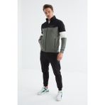 Tommy Life 85186 Çağla - Siyah Dik Yaka Renk Geçişli Standart Kalıp Erkek Eşofman Takımı