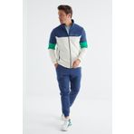 Tommy Life 85186 Ekru - Indigo Dik Yaka Renk Geçişli Baskı Detaylı Standart Kalıp Erkek Eşofman Takımı