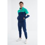 Tommy Life 85186 Indigo Dik Yaka Renk Geçişli Baskı Detaylı Standart Kalıp Erkek Eşofman Takımı
