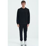 Tommy Life 85190 Siyah O Yaka Rahat Kalıp Şardonlu Basic Jogger Erkek Eşofman Takımı