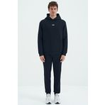 Tommy Life 85192 Lacivert Kapüşonlu Kanguru Cepli Rahat Kalıp Şardonlu Jogger Erkek Eşofman Takımı