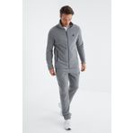 Tommy Life 85193 Gri Melanj Dik Yaka Basic Erkek Polar Eşofman Takımı