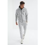 Tommy Life 85198 Gri Melanj Dik Yaka Fermuarlı Jogger Rahat Form Erkek Eşofman Takımı