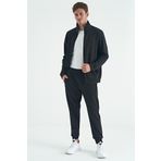 Tommy Life 85198 Koyu Gri Dik Yaka Fermuarlı Jogger Rahat Form Erkek Eşofman Takımı