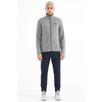 Tommy Life 85200 Gri - Siyah Dik Yaka Fermuarlı Gizli Cep Detaylı Erkek Eşofman Takımı