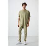 Tommy Life 85251 Açık Çağla Pamuklu Kalın Yumuşak Dokulu Oversize Fit Basic Erkek Eşofman Takımı