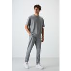 Tommy Life 85251 Gri Melanj Pamuklu Kalın Yumuşak Dokulu Oversize Fit Basic Erkek Eşofman Takımı