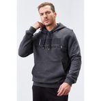 Tommy Life 87839 Antrasit Melanj Nakışlı Kanguru Cep Standart Kalıp Kapüşonlu Erkek Sweatshirt