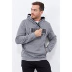 Tommy Life 87839 Gri Melanj Erkek Nakışlı Kanguru Cep Standart Kalıp Kapüşonlu Sweatshirt