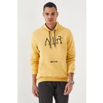 Tommy Life 87839 Hardal Nakışlı Kanguru Cep Standart Kalıp Kapüşonlu Erkek Sweatshirt