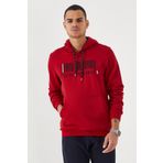 Tommy Life 87839 Kırmızı Erkek Nakışlı Kanguru Cep Standart Kalıp Kapüşonlu Sweatshirt
