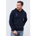 Tommy Life 87839 Lacivert Nakışlı Kanguru Cep Standart Kalıp Kapüşonlu Erkek Sweatshirt