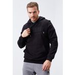 Tommy Life 87839 Siyah Nakışlı Kanguru Cep Standart Kalıp Kapüşonlu Erkek Sweatshirt