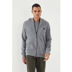 Tommy Life 87877 Gri Melanj Fermuarlı Standart Kalıp Kapüşonlu Erkek Sweatshirt