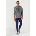 Tommy Life 87884 Gri Melanj Kamuflaj Desen Baskılı Standart Kalıp Kapüşonlu Erkek Sweatshirt