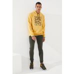 Tommy Life 87884 Hardal Kamuflaj Desen Baskılı Standart Kalıp Kapüşonlu Erkek Sweatshirt