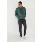 Tommy Life 87884 Yeşil Kamuflaj Desen Baskılı Standart Kalıp Kapüşonlu Erkek Sweatshirt
