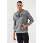 Tommy Life 87887 Gri Melanj Yazı Nakışlı Standart Kalıp Kapüşonlu Erkek Sweatshirt