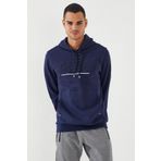 Tommy Life 87887 İndigo Yazı Nakışlı Standart Kalıp Kapüşonlu Erkek Sweatshirt