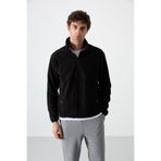 Tommy Life 87891 Siyah Erkek Yarım Fermuarlı Sweatshirt Slim Fit Dik Yaka Polar