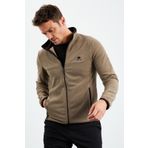 Tommy Life 87992 Camel Yazı Nakışlı Dik Yaka Fermuarlı Standart Kalıp Polar Erkek Sweatshirt