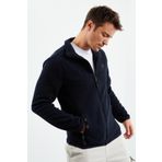 Tommy Life 87992 Lacivert Yazı Nakışlı Dik Yaka Fermuarlı Standart Kalıp Polar Erkek Sweatshirt