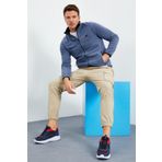 Tommy Life 87992 Petrol Yazı Nakışlı Dik Yaka Fermuarlı Standart Kalıp Sweatshirt Erkek Polar