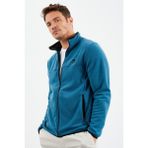 Tommy Life 87992 Zümrüt Erkek Yazı Nakışlı Dik Yaka Fermuarlı Standart Kalıp Sweatshirt Polar