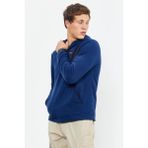 Tommy Life 87996 İndigo Erkek Nakışlı Yarım Fermuar Kapüşonlu Standart Kalıp Polar Sweatshirt