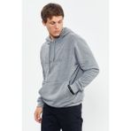 Tommy Life 88007 Gri Melanj Erkek El Yazısı Nakışlı Kapüşonlu Rahat Form Sweatshirt