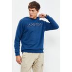Tommy Life 88020 İndigo Erkek Yazı Nakışlı O Yaka Rahat Form Sweatshirt
