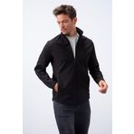 Tommy Life 88050 Fermuarlı Dik Yaka Su ve Rüzgar Geçirmez Softshell Siyah Erkek Mont