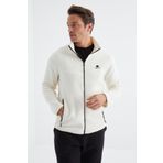 Tommy Life 88134 Ekru Fermuarlı Dik Yaka Standart Kalıp Erkek Sweatshirt Polar