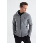 Tommy Life 88134 Gri Melanj Fermuarlı Dik Yaka Standart Kalıp Erkek Sweatshirt Polar