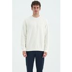 Tommy Life 88137 Ekru O Yaka Şardonlu Rahat Form Basic Erkek Sweatshirt