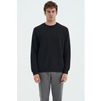 Tommy Life 88137 Siyah O Yaka Şardonlu Rahat Form Basic Erkek Sweatshirt
