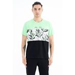 Tommy Life 88177 Neon Yeşil Renk Geçişli Baskı Detaylı O Yaka Standart Kalıp Erkek T-shirt