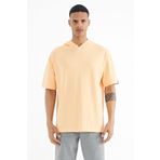 Tommy Life 88179 Kavun İçi Kapüşonlu Kol Etiket Detaylı Oversize Erkek T-Shirt