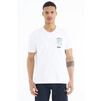Tommy Life 88186 Beyaz Baskı Detaylı V Yaka Standart Kalıp Erkek T-Shirt