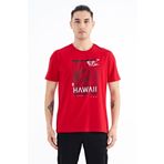 Tommy Life 88190 Kırmızı Slogan Baskılı O Yaka Standart Kalıp Erkek T-shirt