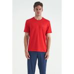 Tommy Life 88255 Kırmızı O Yaka Standart Kalıp Logo Desenli Aktif Spor Erkek T-shirt