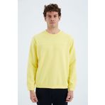 Tommy Life 88270 Sarı O Yaka Ön Dikiş Detaylı Basic Rahat Kalıp Erkek Sweatshirt
