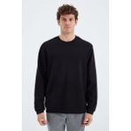 Tommy Life 88270 Siyah O Yaka Ön Dikiş Detaylı Basic Rahat Kalıp Erkek Sweatshirt