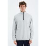 Tommy Life 88278 Taş Dik Yaka Yarım Fermuarlı Cep Detaylı Erkek Sweatshirt