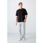Tommy Life 88322 Siyah Pamuklu Kalin Yumusak Dokulu Oversize Fit Baskili Erkek T-Shirt