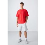 Tommy Life 88336 Fiesta Pamuklu Kalin Yuzeyi Dokulu Oversize Fit Baskili Erkek T-Shirt