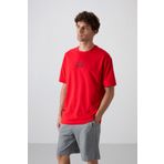 Tommy Life 88342 Fiesta Pamuklu Kalın Yumuşak Dokulu Oversize Fit Baskılı Erkek T-Shirt