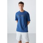 Tommy Life 88345 Parlament Pamuklu Kalın Yumuşak Dokulu Oversize Fit Baskılı Erkek T-Shirt